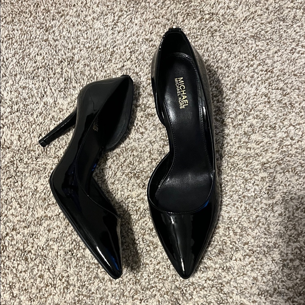 Michael Kors Glossy Black Patent Pointed-Toe Stiletto Pumps